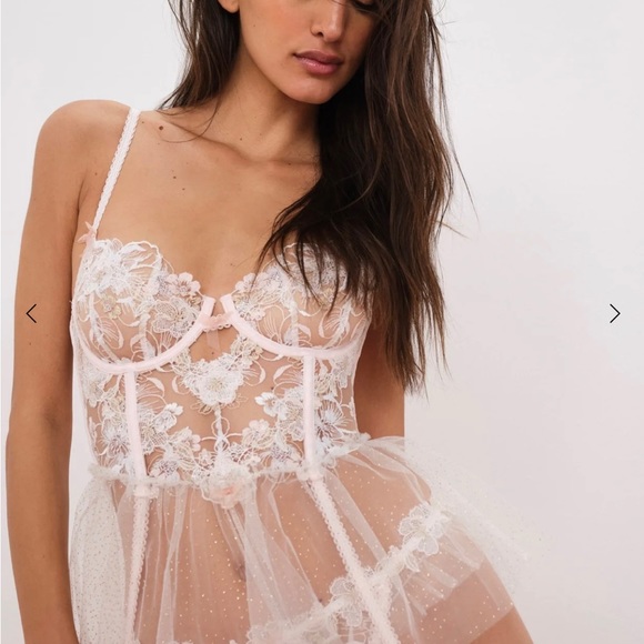 For Love And Lemons Pink Lace Chemise - Picture 4 of 5